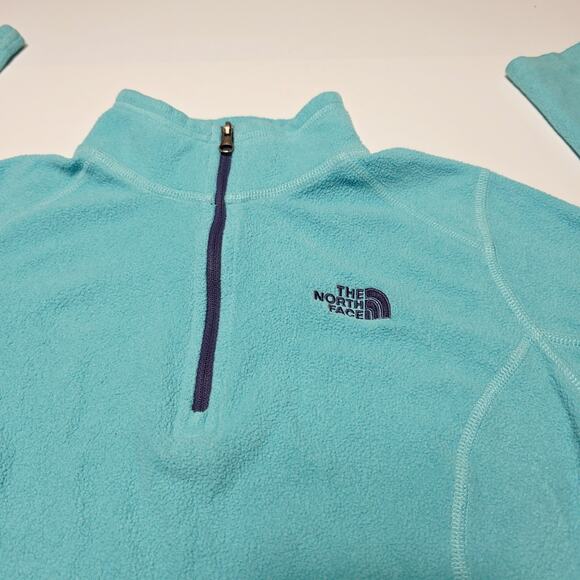 North Face Pullover Women's Size Small Teal Blue Fleece Quarter Zip Sweater - Picture 3 of 7